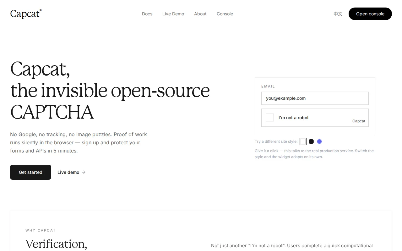 The Capcat homepage